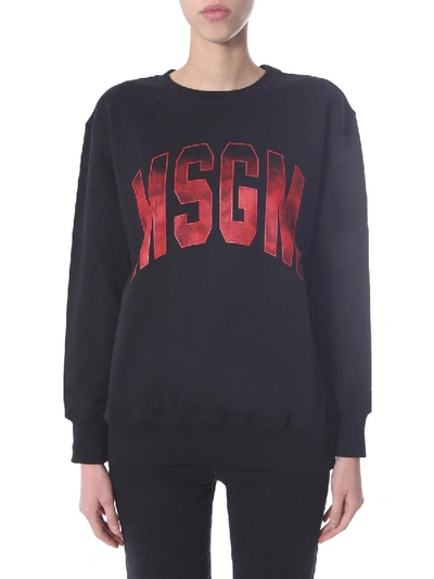 Msgm Round Neck Sweatshirt In Black