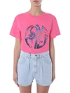 Alberta Ferretti Sequined Love Me T-shirt In Fuchsia