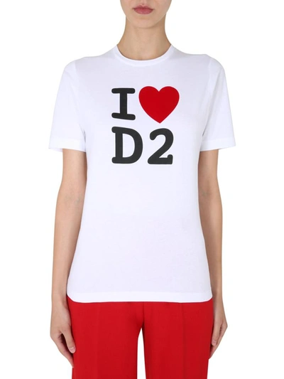 Dsquared2 Round Neck T-shirt In Bianco