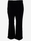 Saint Laurent Cropped Trousers In Black Velvet In Nero