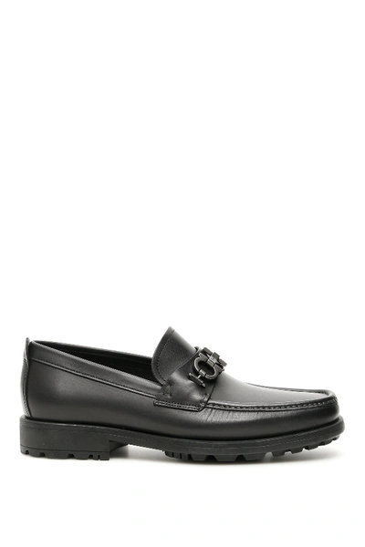 Ferragamo Men's David Leather Lug-sole Loafer In Black