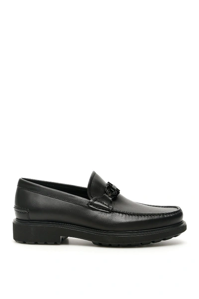 Ferragamo Men's Arlin Leather Slip-on Bit Loafers In Black