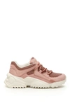 Ferragamo Skylar Patent Leather-trimmed Suede And Mesh Sneakers In Desert Rose