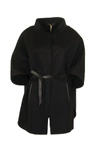 Loro Piana Belted Leather-trimmed Cashmere Cape In Black