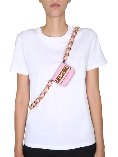 Moschino Mini Shoulder Bag With Logo In Pink