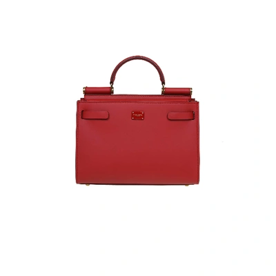 Dolce & Gabbana Medium Calfskin Sicily 62 Bag In Rosso Papavero