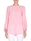 Alexander Mcqueen Collarless Draped-sleeve Blouse In Pink