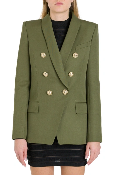 Balmain Six Buttons Double-breasted Blazer In Green