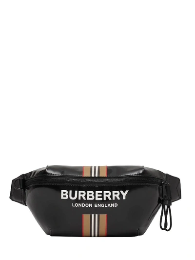 Burberry Sonny Logo Leather Belt Bag In Black,beige,white