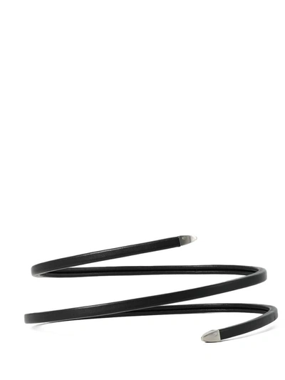Bottega Veneta Spiral Leather Belt Black