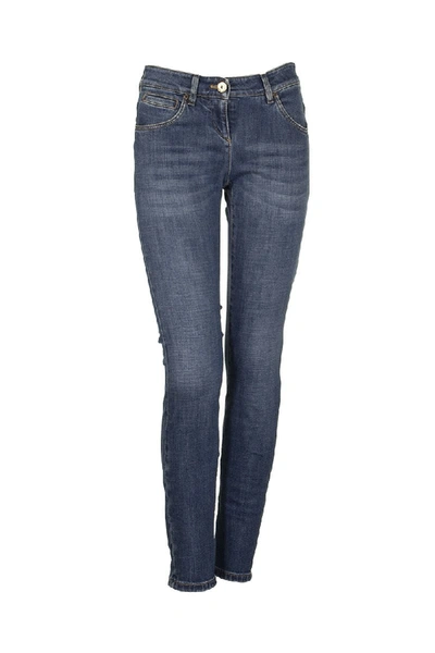 Brunello Cucinelli Stretch Denim Straight Leg Trousers In Blue