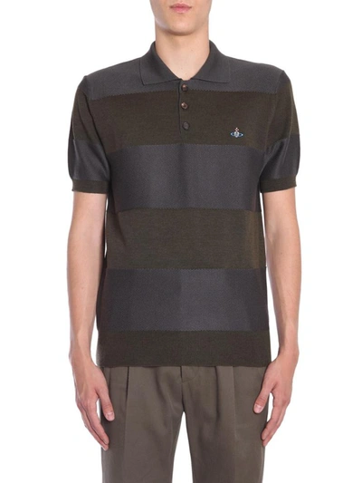 Vivienne Westwood Striped Polo Shirt In Black