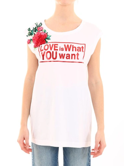 Dolce & Gabbana Love Print Longline T-shirt In White