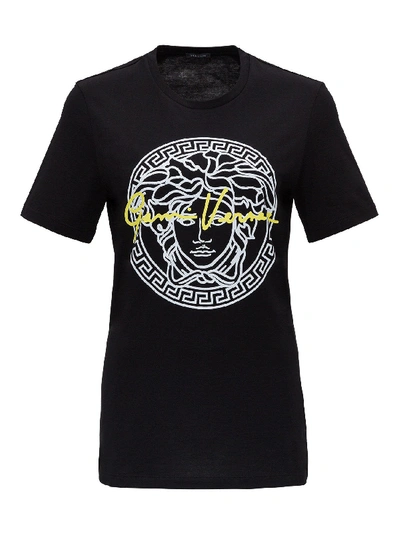 Versace T-shirt With Logo Print In Black
