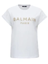 BALMAIN TEE WITH SEQUINED LOGO