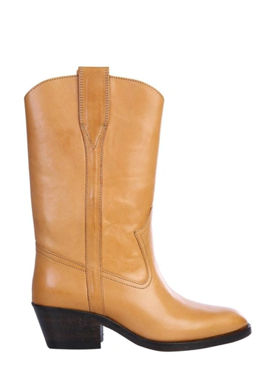 Isabel Marant Étoile Brown Leather Ankle Boots In Buff