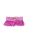 Attico Feather-trimmed Leather Belt In Lilla