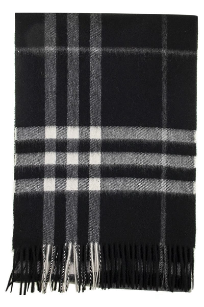 Burberry The Classic Check Cashmere Scarf In Black