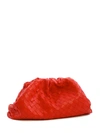 Bottega Veneta The Pouch Intrecciato Leather Clutch In Red