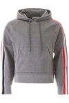 Thom Browne Interlock Rwb Stripe Hoodie In Med Grey