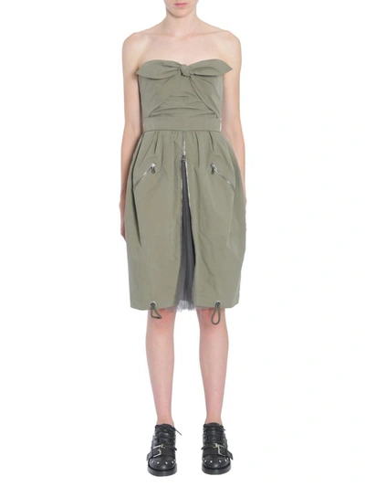 Moschino Tie Front Zip Dress In Military Green
