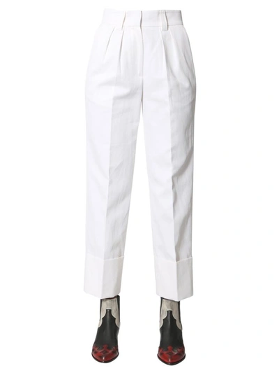 Msgm Twill Pants In White