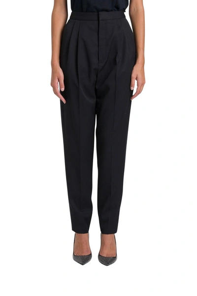 Saint Laurent Twill Tuxed Trousers In Black