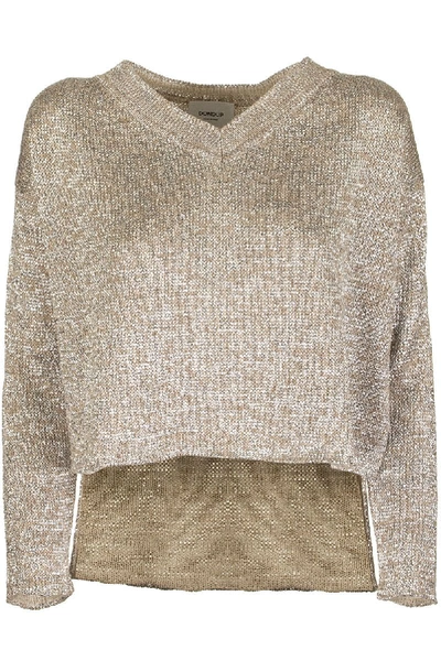 Dondup V-neck Viscose Sweater In Gold