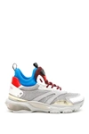 Valentino Men's Bounce Colorblock High-top Lace-up Sneakers In Bianco Rosso Grey