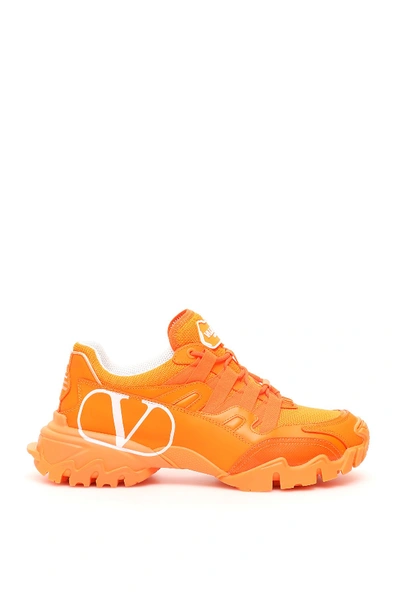 Valentino Garavani Climbers Vlogo Sneakers In Orange Fluo