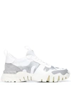 Valentino Rockrunner Plus Low-top Sneakers In Silver