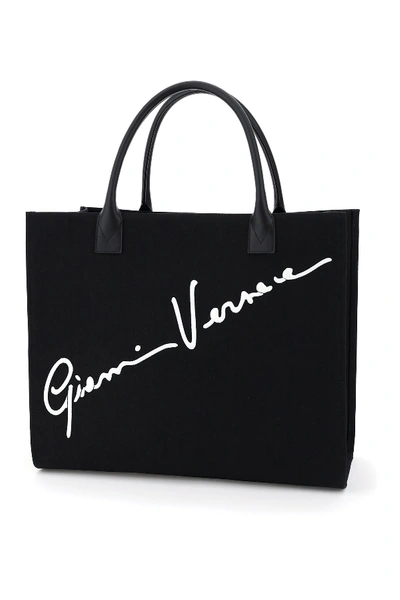 Versace Gv Signature Tote Bag In Black