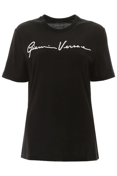 Versace Gv Signature T-shirt In Nero Bianco