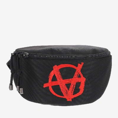 Vetements Anarchy Embroidered-logo Nylon Belt Bag In Nero
