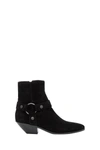 SAINT LAURENT WEST HARNESS BOOTS WITH RING