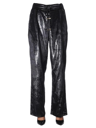 Balmain Chic Wide-leg Velvet Lurex Pants In Black