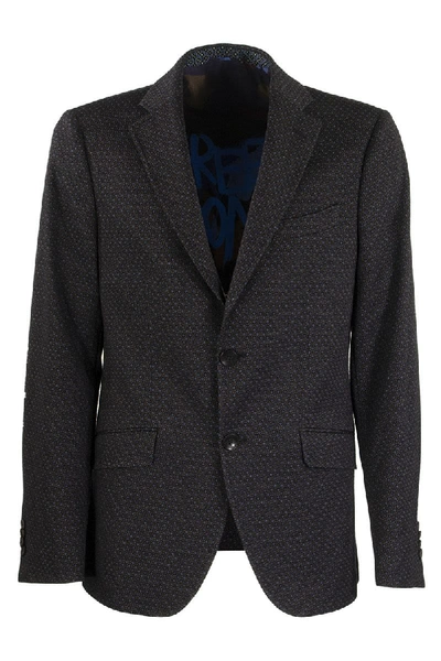 Etro Wool End Cotton Jacket Blazer In Black