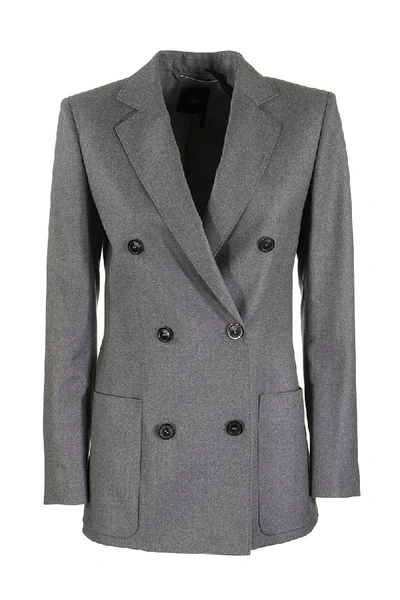 Agnona Wool Flannel Double Breasted Jacket In Grey