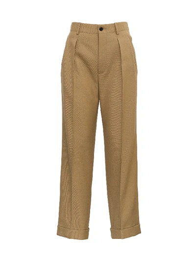 Saint Laurent Wool Gabardine Trousers In Beige