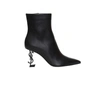 Saint Laurent Opyum Leather Pointy-toe Ankle Boots In Nero