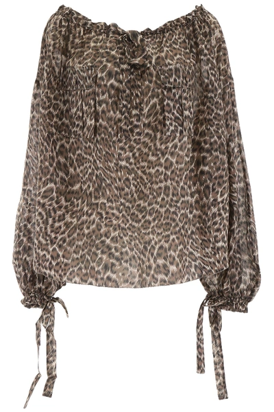 Zimmermann Leopard-printed Blouse In Khaki Leopard
