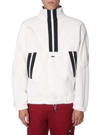 Msgm High-collar Oversized Sweatshirt With Graphic Design In White
