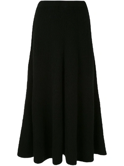 Adam Lippes Herringbone Cashmere & Silk Skirt In Black