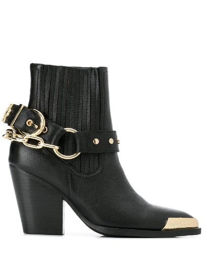 Versace Jeans Couture Chain Detail Cowboy Boots In Black