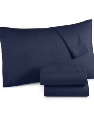 Sanders Microfiber 3 Pc. Sheet Set, Twin, Created For Macy's In Navy