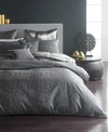 Donna Karan Home Moonscape Reversible Textured Jacquard Charcoal Full/queen Duvet Cover Bedding In Charcoal