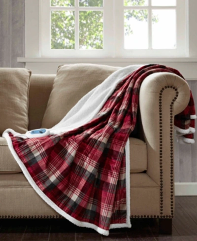 Woolrich Tasha Reversible Plaid Oversized Faux-fur To Berber Electric Throw Bedding In Red