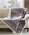 Woolrich Anderson Reversible Printed Oversized Faux-fur To Berber Electric Throw Bedding In Grey