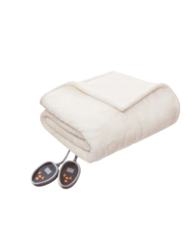 Woolrich Electric Reversible Plush To Berber Blanket, Full In Ivory