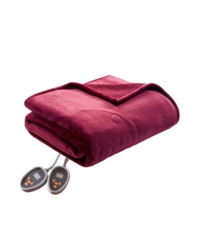 Woolrich Electric Plush To Berber Reversible Queen Blanket Bedding In Red